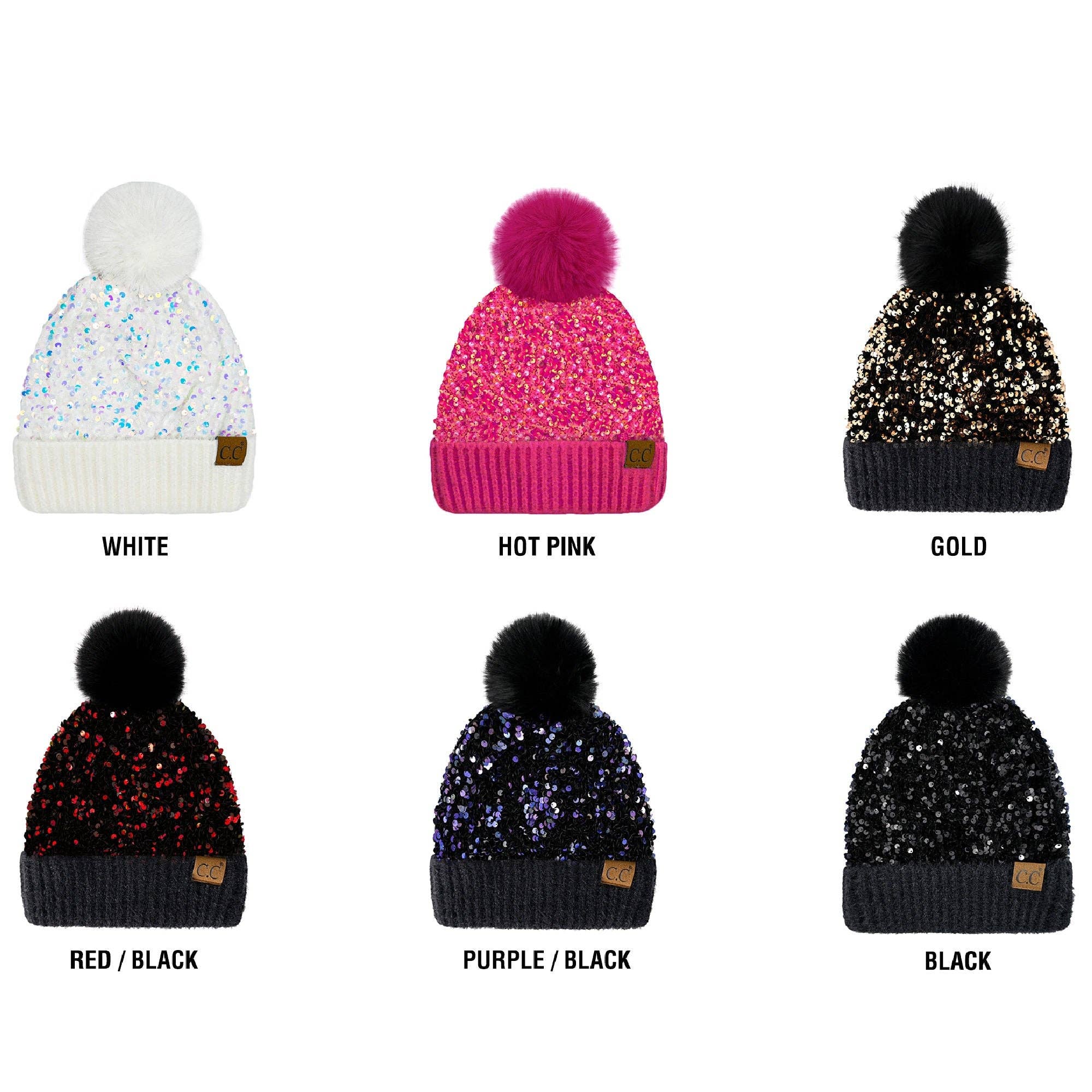 Truly Contagious - Wholesale Beanie - Dames - CC Pom muts met pailletten en pailletten (HTE0012) (HTE0017)12