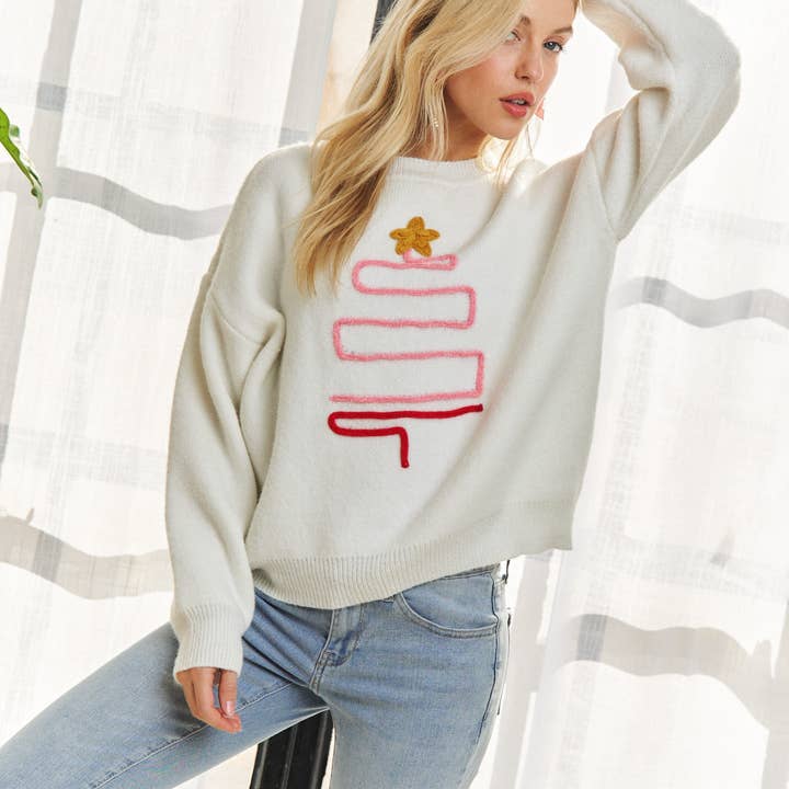 ADORA LA - Wholesale Knit Sweater - Women's - CESW3436 - X-MAS TREE ACCENT SWEATER16
