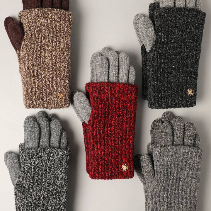 Winter Wool Blend Double Layer Knitted Gloves for wholesale by Fashion City