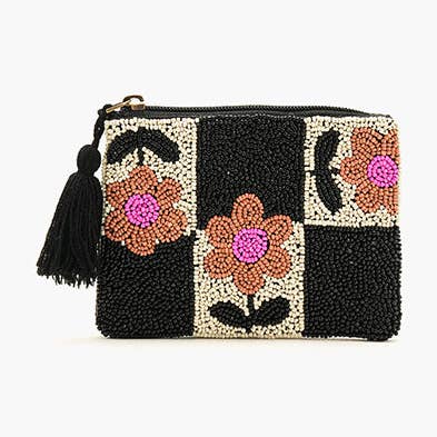 America & Beyond – Großhandel Geldbörse – Damen – Florales Karo Perlen-Geldbeutel0