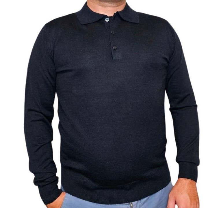 Poloshirt aus 100% Merinowolle mit 3 Knöpfen für den Großhandel von Positano Coast