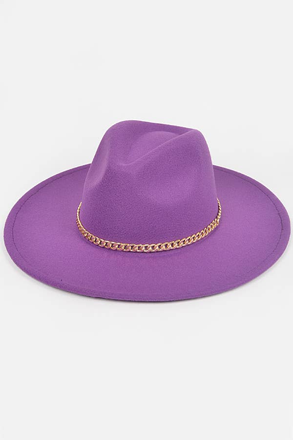 anbfashion - Wholesale Fedora - Women's - Faux Wool Wide Brim Fedora Hat W/Metal Chain9