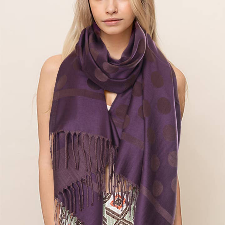 Hana - Wholesale Scarf - Women's - Polka Dot Pattern Pashmina Scarf11