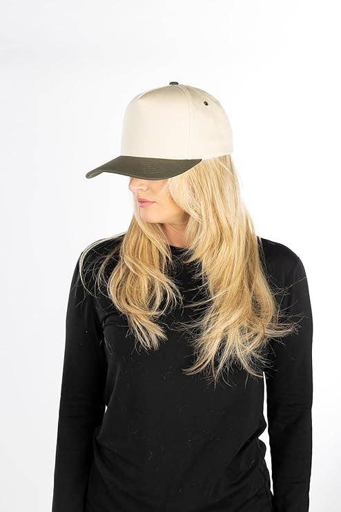 Funky Junque - Wholesale Baseball Cap - Unisex - Two Tone Vintage Snapback Hat - Olive/Beige5