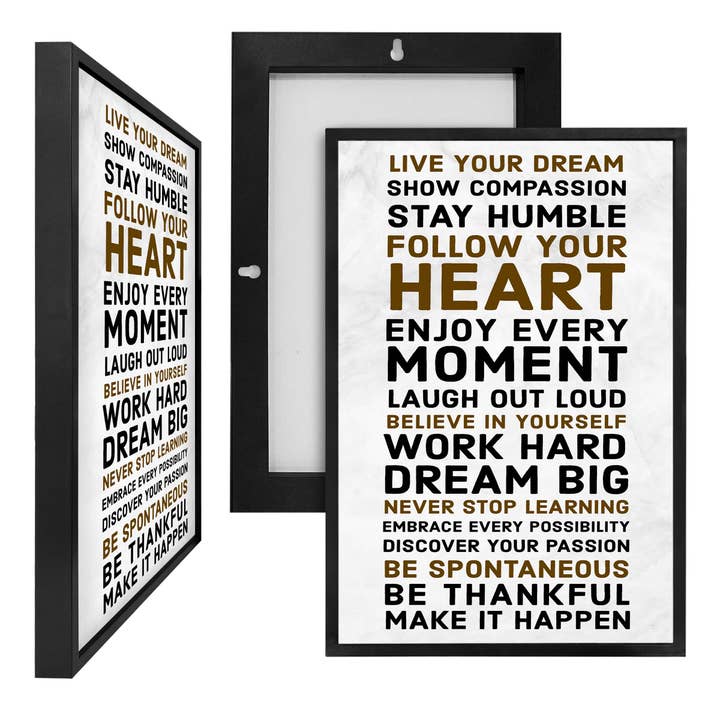 Live Laugh Love, panneau d'affichage encadré en PVC (CASE) pour la vente par ART BLVD