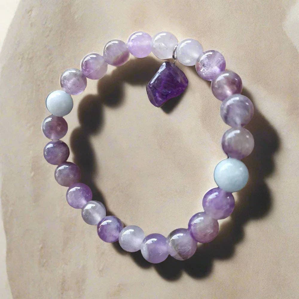 Harmony Mala - Vente Collier de perles - Collier de perles Mala en améthyste avec pendentif — Calme et équilibre des chakras1