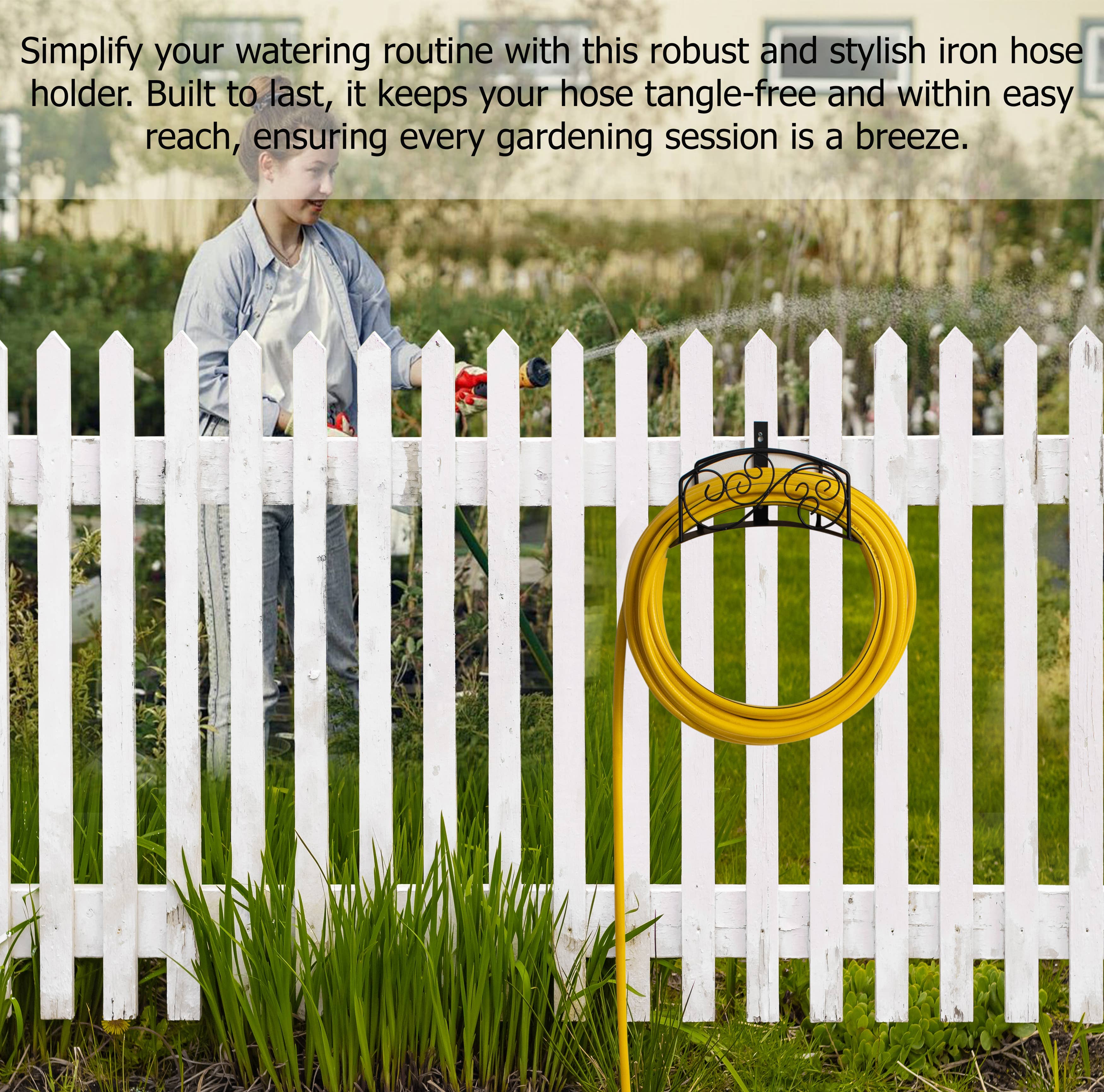 Quickway Imports - Wholesale Trellis - Metal Wall-Mount Hose Reel Heavy-Duty Water Hose Organizer4