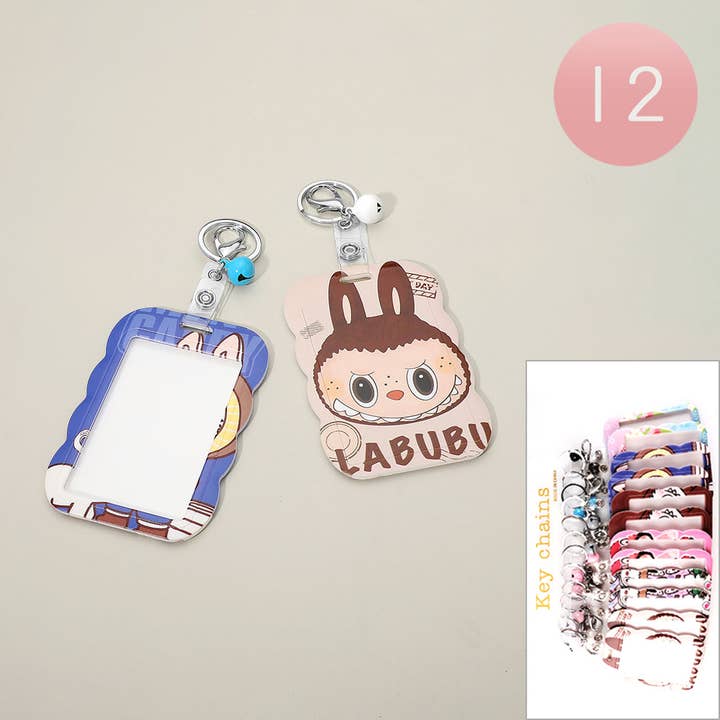 12ST - Labubu Monster Bunny Cartoon Sleutelhanger ID-houders voor wholesale door Sensibling Corp.