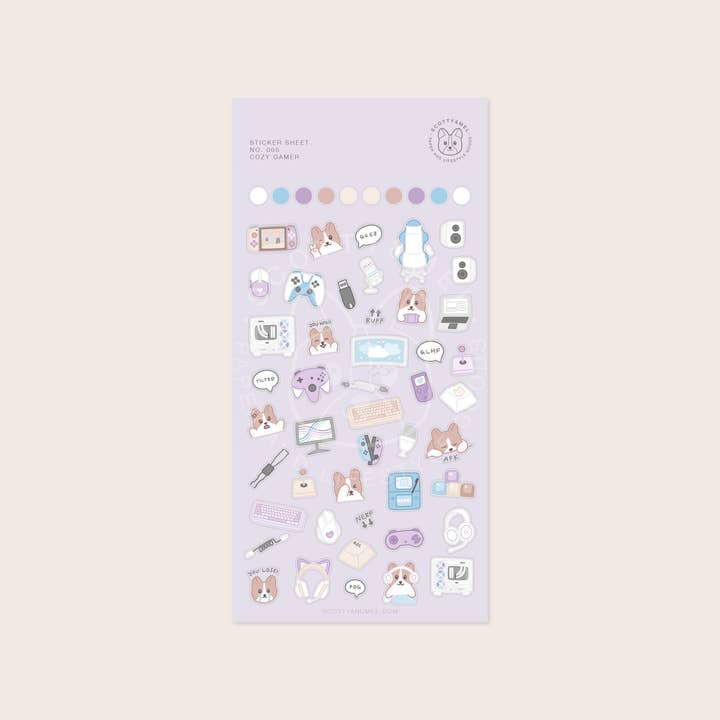 Foglio di adesivi Cozy Gamer per la vendita all'ingrosso da parte di Scotty&Mel