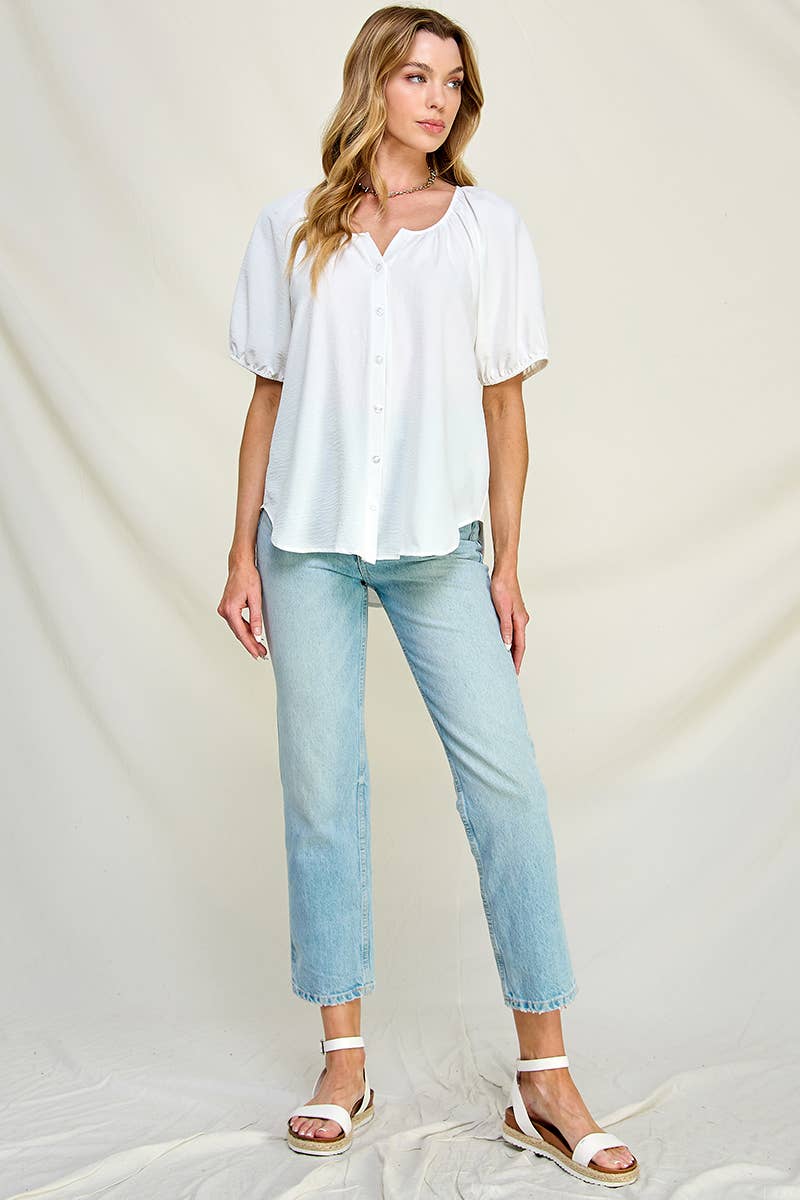 Chris & Carol Apparel - Vente Chemise à col boutonné – femme - Bouton Top-H2348T3