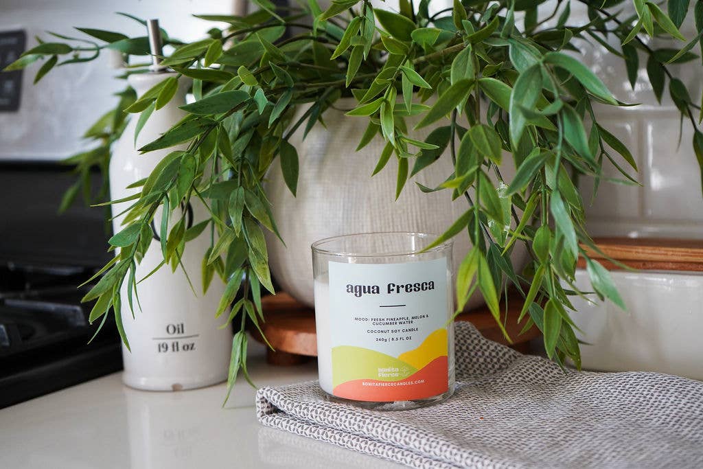 Bonita Fierce Candles - Vente Bougie en bocal - Bougie Agua Fresca | Bougie Ananas Melon & Eau de Concombre5