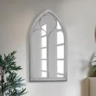 Vintage Archtop Wall Mirror White Brush Framed 90x60 cm for wholesale by DEENZ