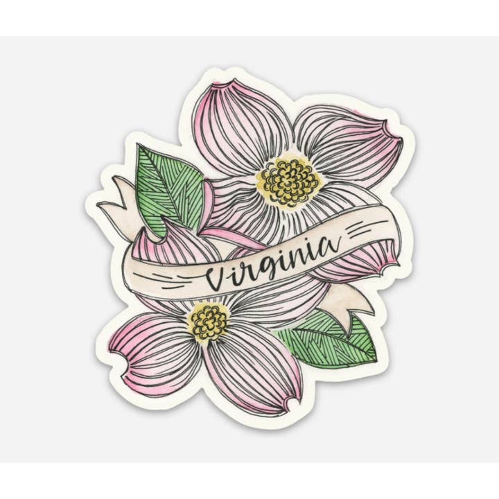 Virginia Dogwood Sticker for wholesale by Mad Kitchen Co.