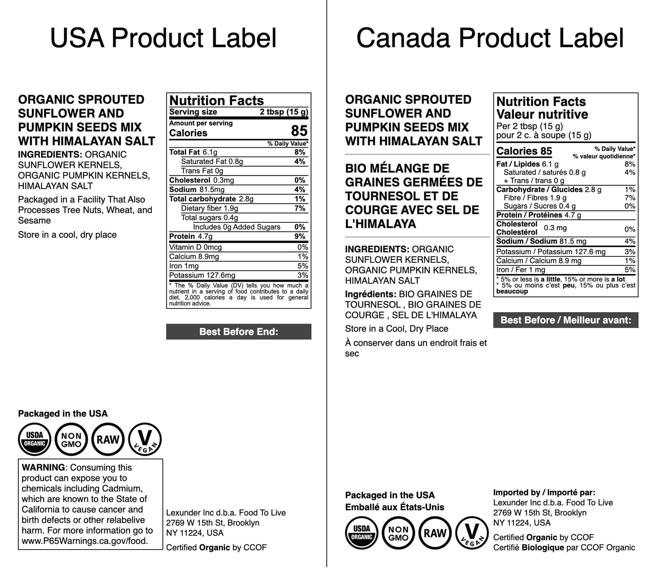 Food To Live - Wholesale Seeds/Kernels - Organic Sprouted Sunflower and Pumpkin Seed Mix with Himalayan Salt - by Food to Live2