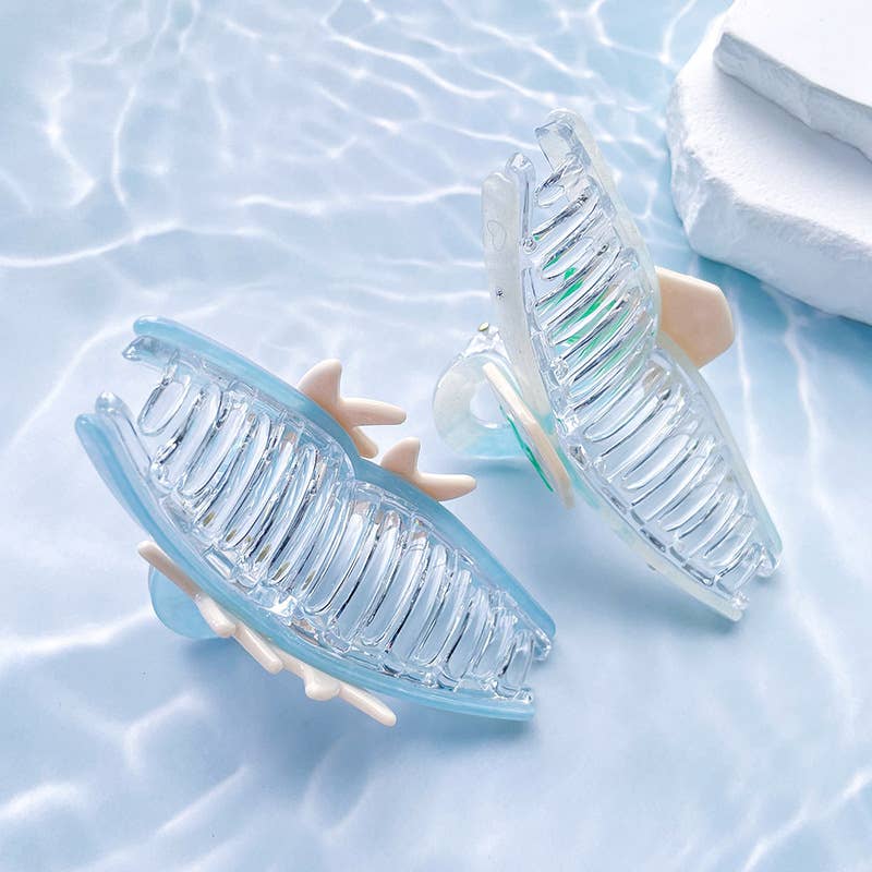 SoapElenGlen - Vente Pince à cheveux – femme - Pince à cheveux étoile de mer bleu rêveur, pince à griffes de plage d'été8