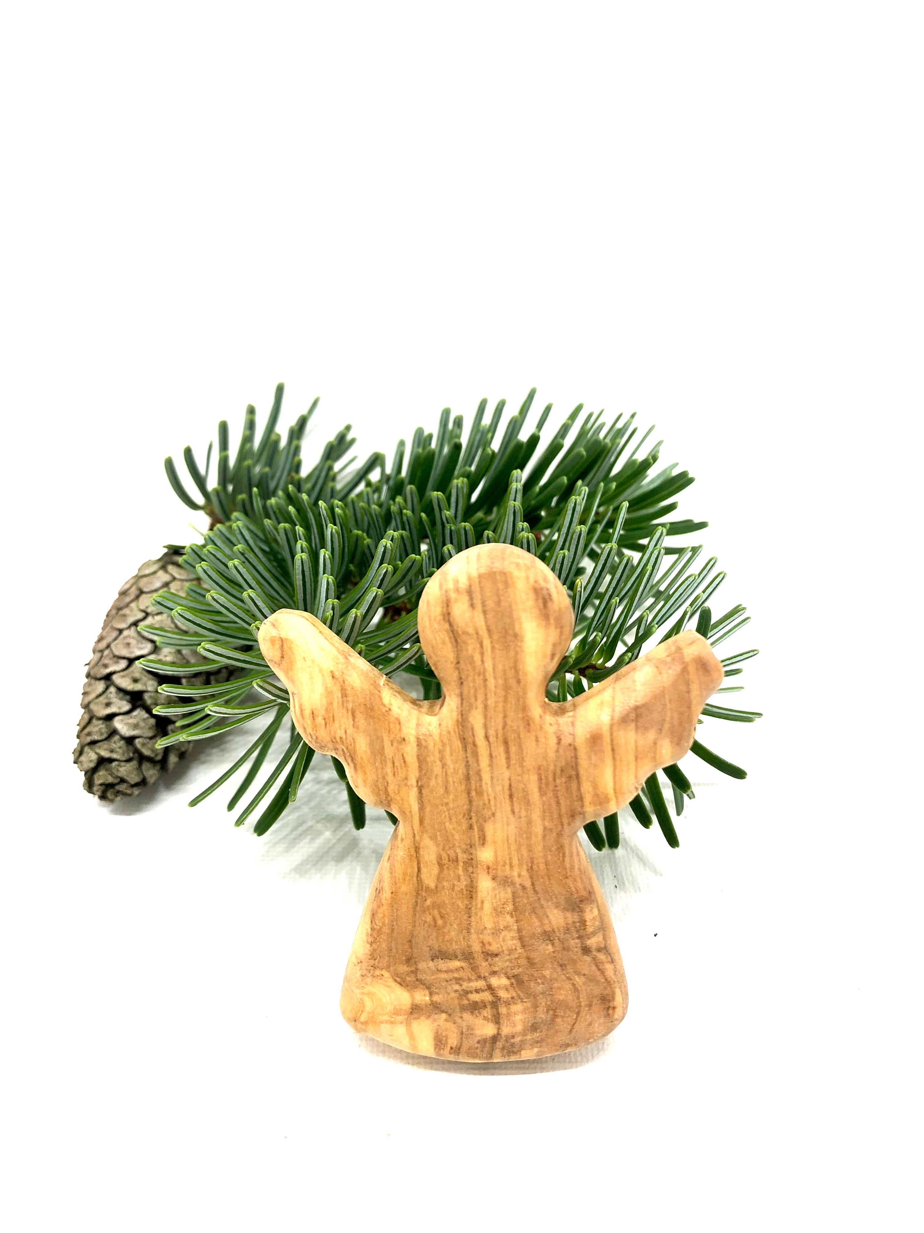 olivenholz-erleben - Vendita all'ingrosso Decorazione natalizia - Ciondolo Angelo I da albero di Natale in legno di ulivo2