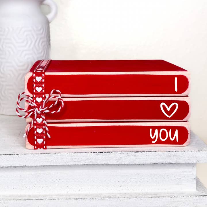 Valentines Day Mini Book Stack | February Tiered Tray Decor for wholesale by Ruaille Buaille Co