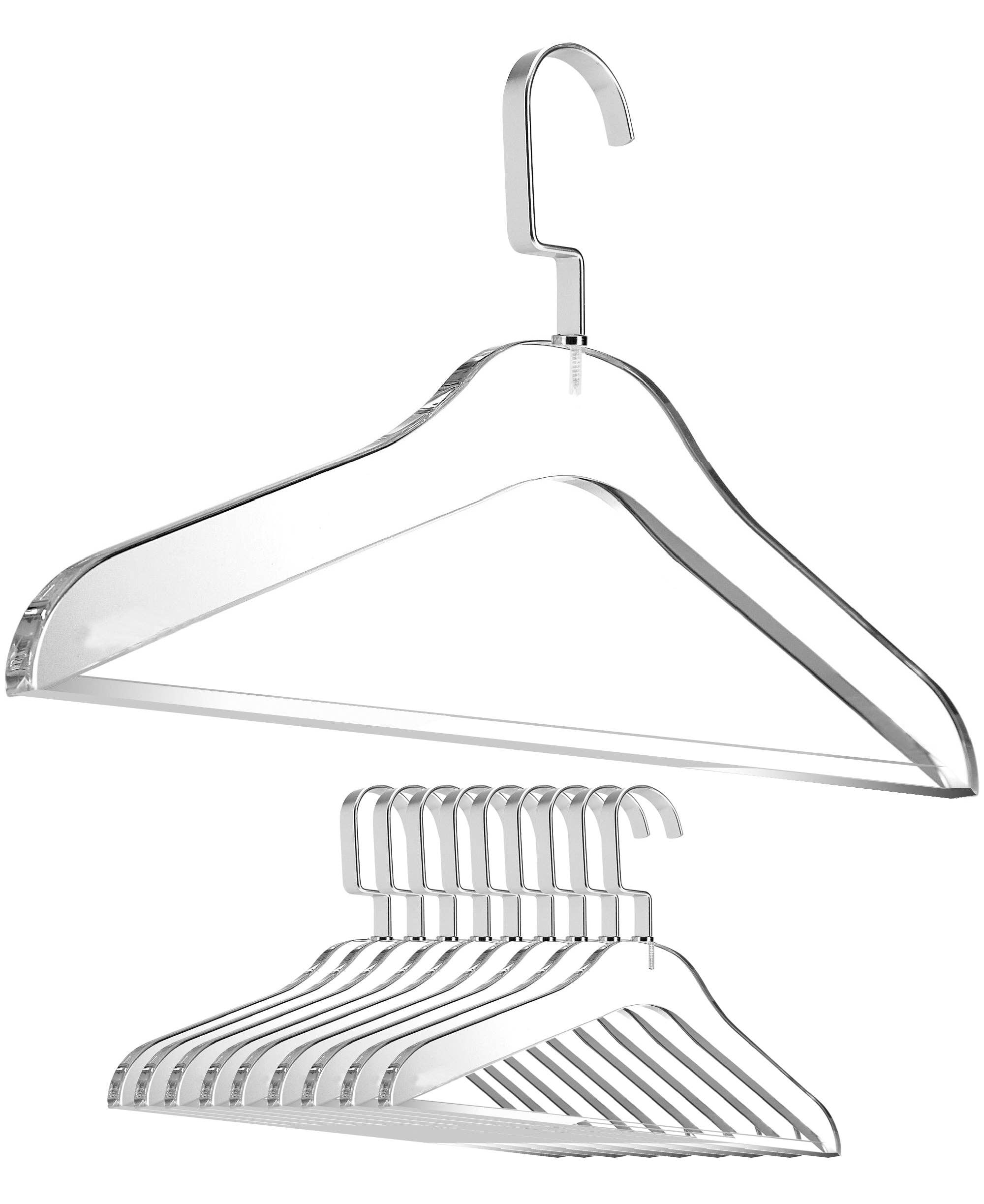 DesignStyles Home - Wholesale Kleerhangers - DesignStyles Home transparante acryl kledinghangers met zilverkleurige haak en broekstang - set van 103