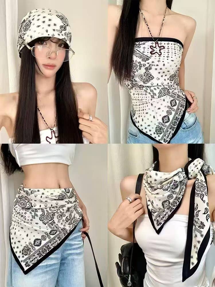 JC Sunny Fashion – wholesale Scarf – Women's – JC023328T Printed Triangle Scarf – Bandana Style Wrap / Shawl26
