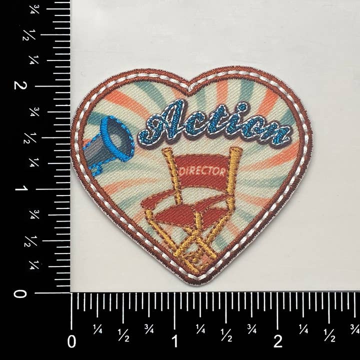 Wholesale Applique - Wholesale Patch - Action Director Chair, Heart-shaped, Retro Movies and Film, Embroidered, Iron on Patch