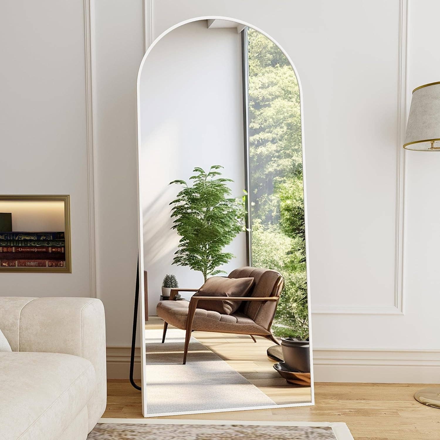 White 76x34 Arch Full Length Mirror Aluminum Frame For Bedroom for wholesale on Faire1