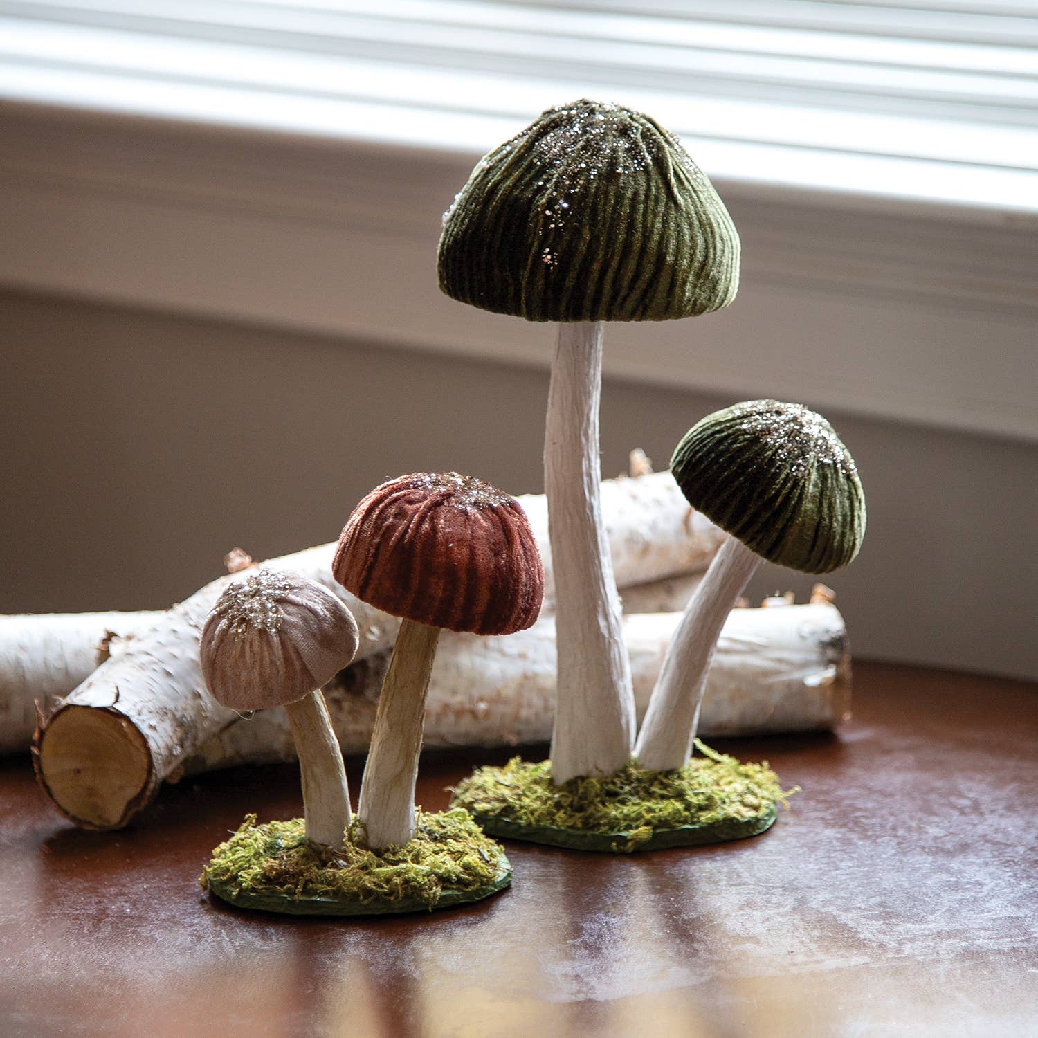 Col House Designs - Wholesale Decorative Tabletop Object - Woodland Brown Mushrooms Sitter - Small2