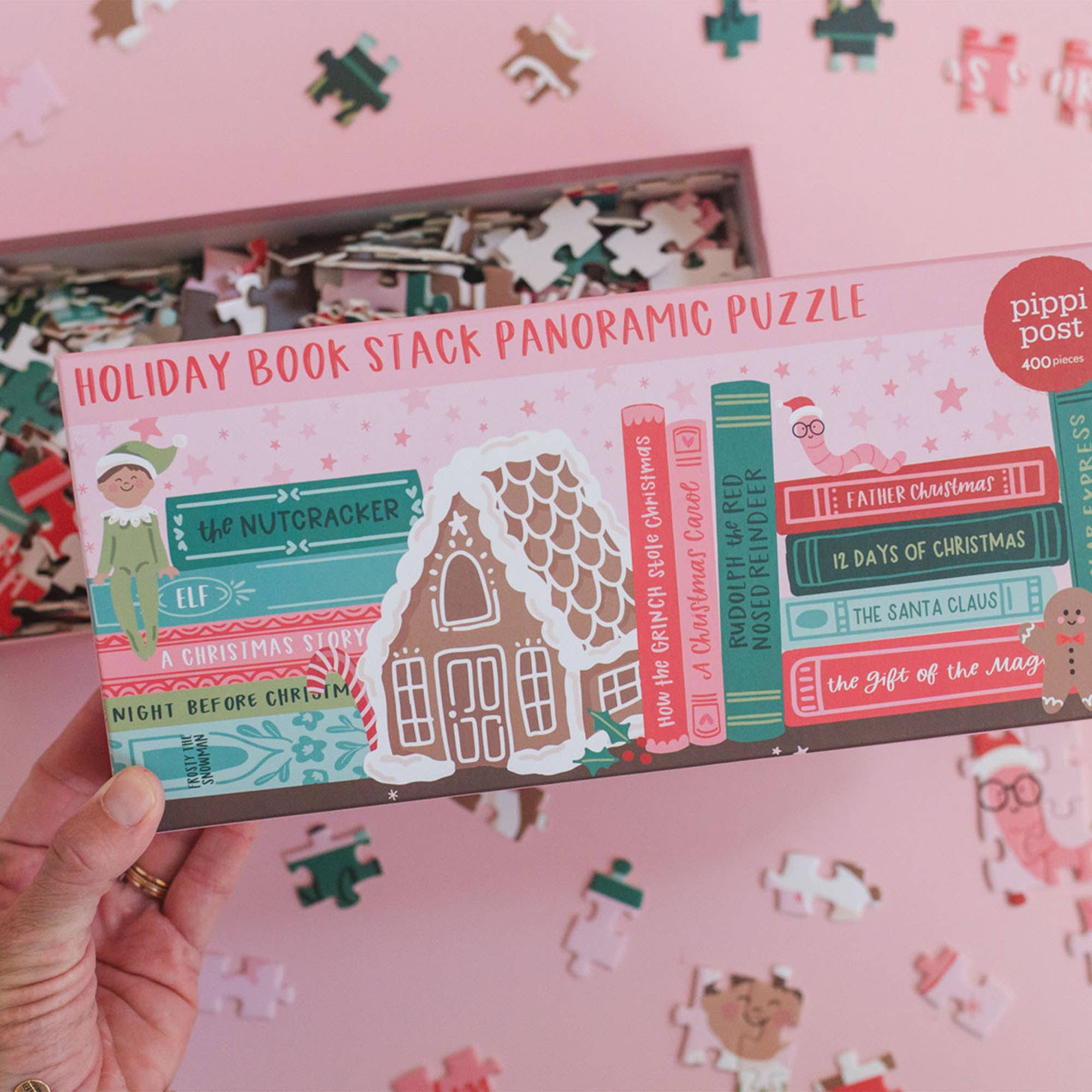 Pippi Post - Wholesale Puzzle - Kids - Holiday Bookshelf - 400 Piece Panoramic Jigsaw Puzzle4