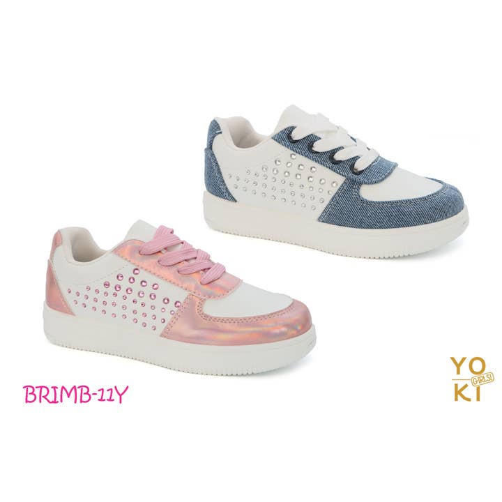 YOKI Girls Kids Studded Two Tone Lace Up Fashion Sneaker for wholesale by Yoki Girls