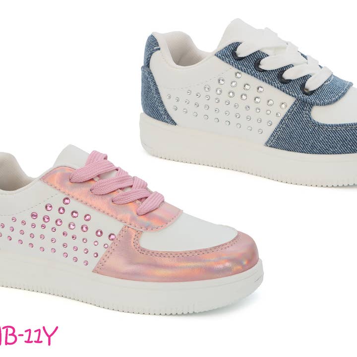 Baskets de mode à lacets bicolores cloutées pour filles YOKI pour la vente par Yoki Girls