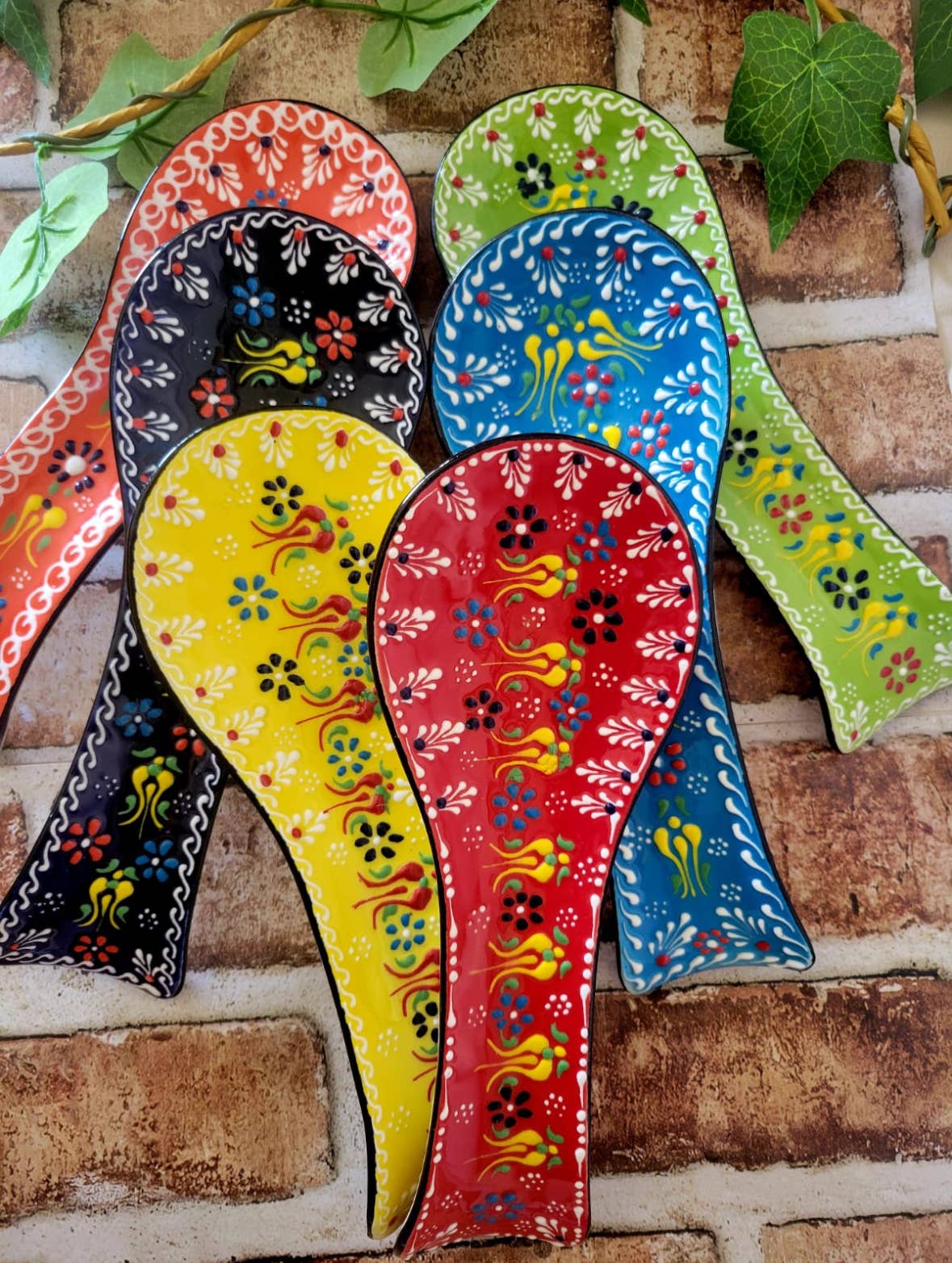 Mediterranean Collection - Vendita all'ingrosso Poggiamestolo - Set di 20 poggiamestoli in ceramica turca dipinti a mano1