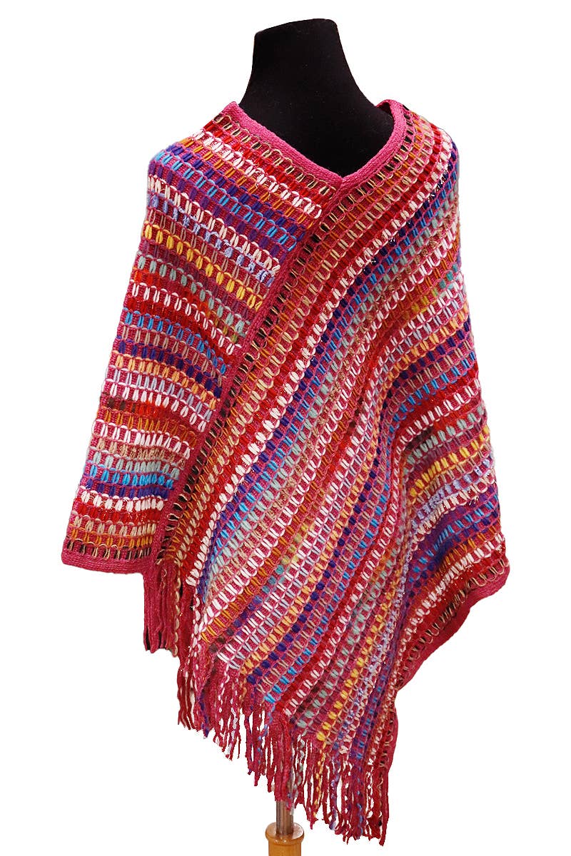Boho Multi Crochet Knitted Pullover Poncho for wholesale on Faire2