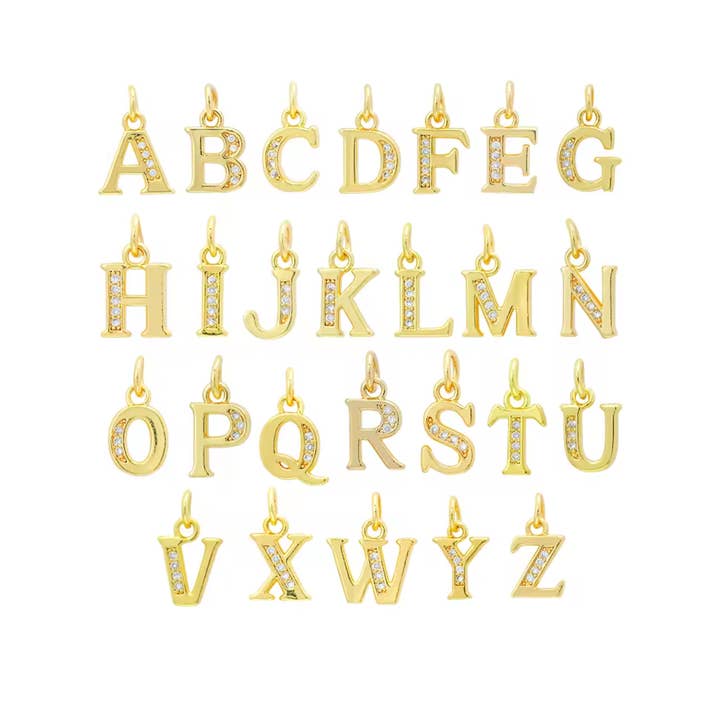 Sparkling Pavé Initial Letter Charms (Set of 26, A~Z) ~ Deep South Orginals for wholesale by Deep South Originals Inc.