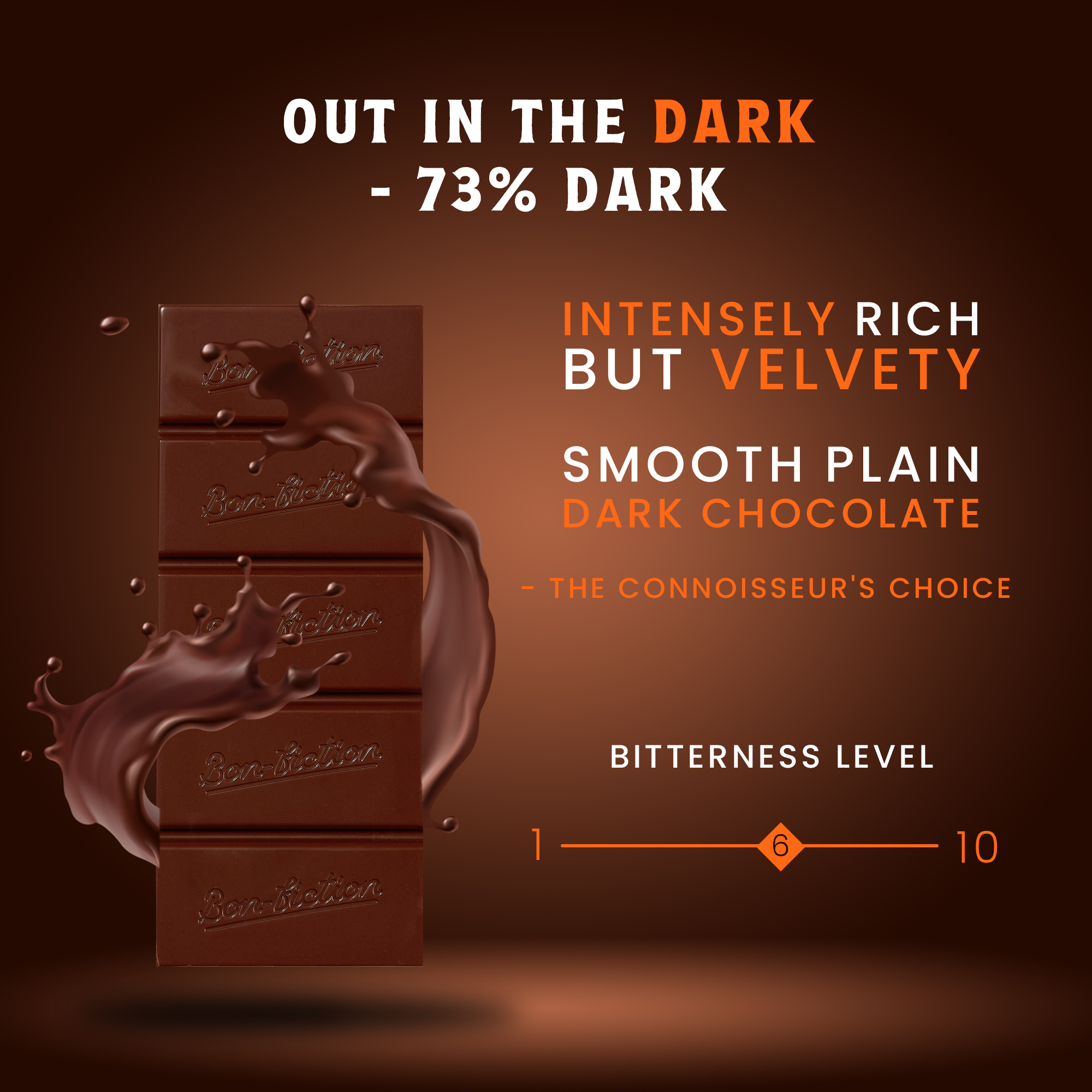 Bon Fiction - Wholesale Chocolate Bar - Out in the Dark - 73% Dark Chocolate4