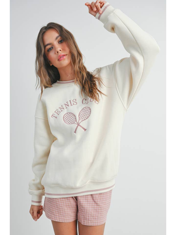 BUTTERMELON - Wholesale Graphic sweatshirt – Women’s - Tennis Club Multicolored Sweatshirt - BMT746912
