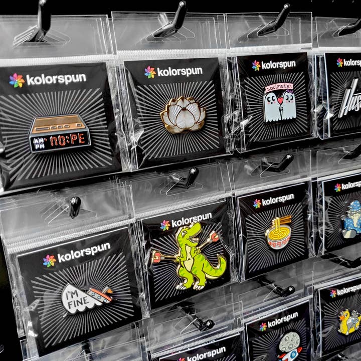 Kolorspun Pins - Wholesale Lapel Pin/Button - Grumpy Raincoat Cat Enamel Pin