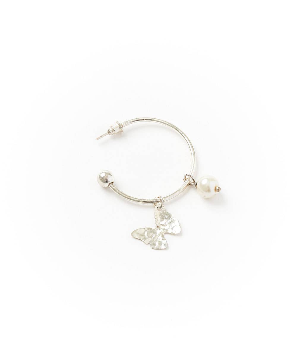 Matr Boomie Fair Trade – wholesale Hoop-örhängen – Ishya fjäril pärla Silver Hoop-örhängen1