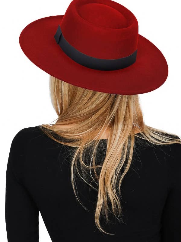 Chapéu Bolero de Feltro com Aba Padrão e Faixa Preta por atacado de Cap Zone