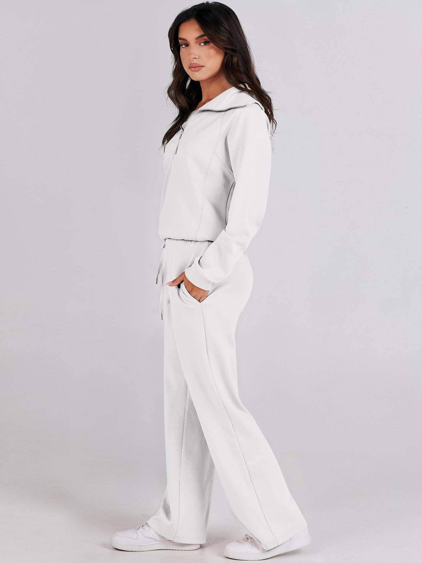 Queen Fashion - Wholesale Top & Skirt Set - Women's - long sleeved sweater wide leg pants two piece set85