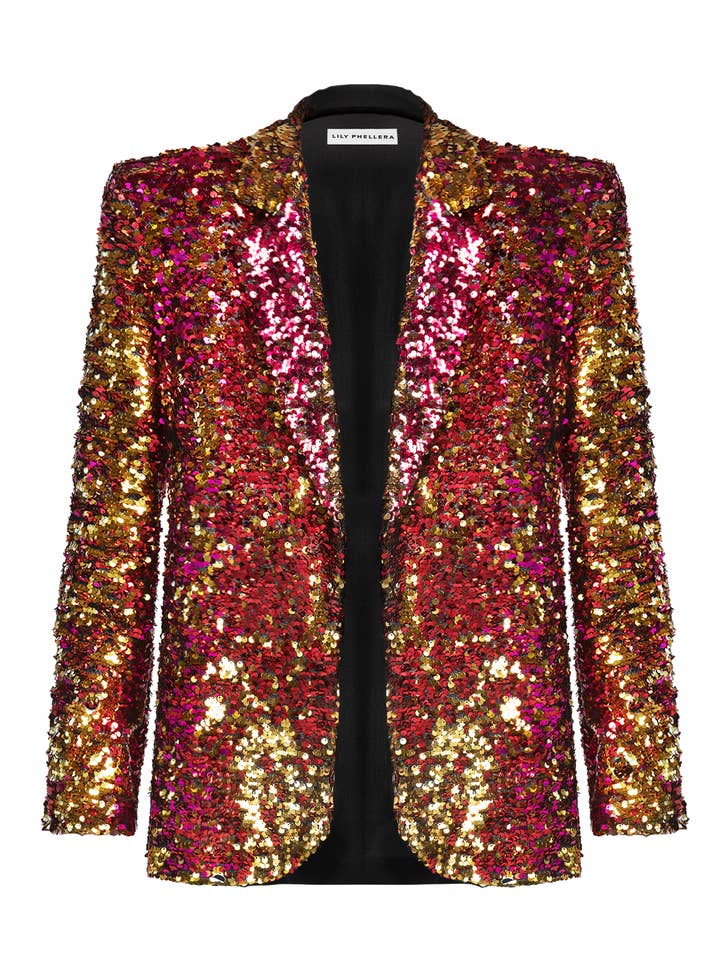 BLAZER BELLUCCI DE LENTEJUELAS MULTICOLORES DE UN SOLO PECHO. para venta al por mayor de Lily Phellera