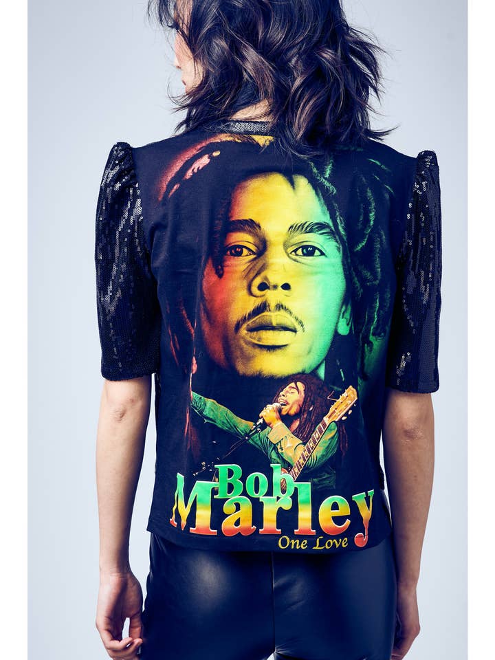 WT013-BMA001 | The Glam | Haut retravaillé (noir) pour la vente par Original Copy