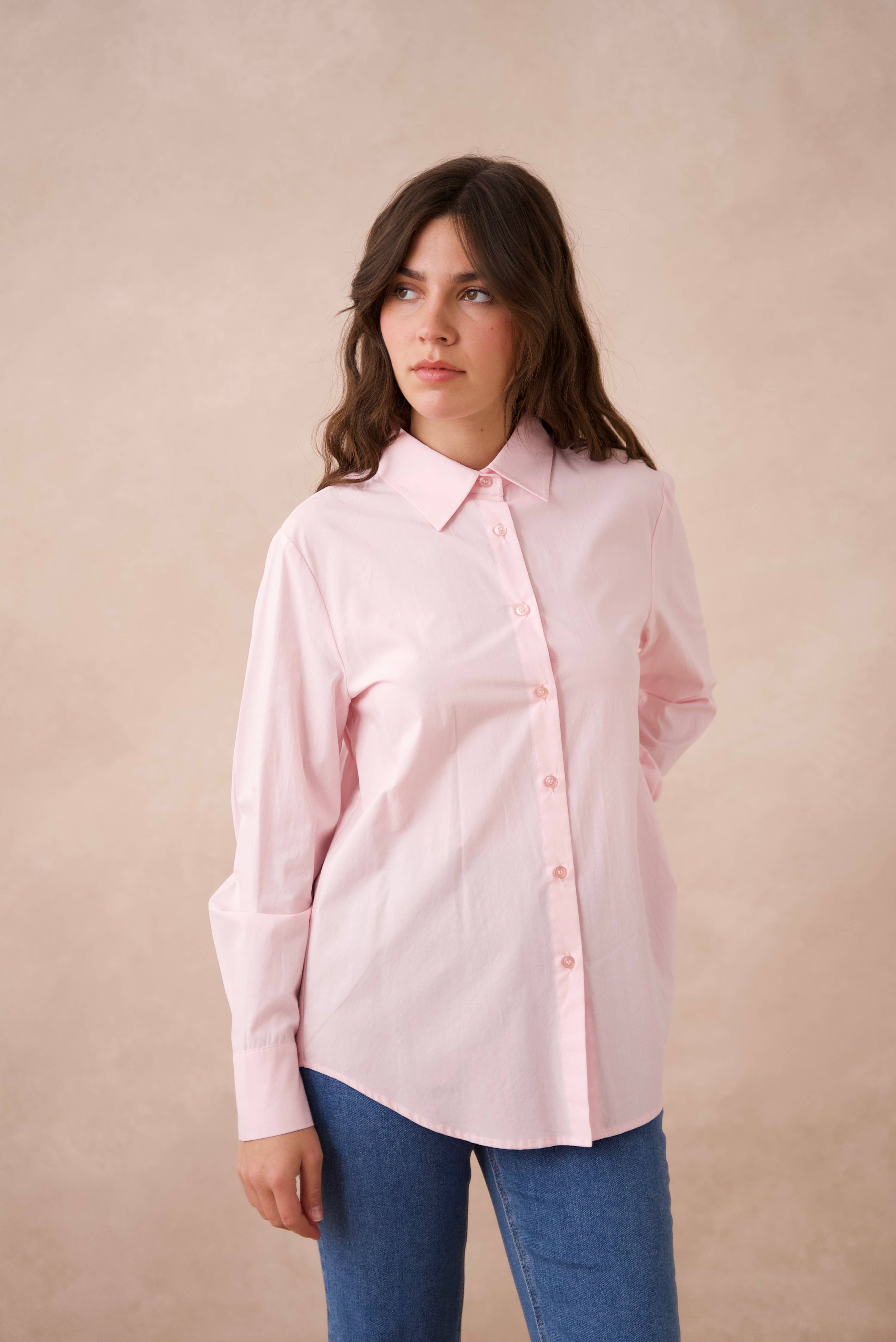 Attentif Paris - Wholesale Button Down Shirt - Women's - Plain cotton shirt with lapel collar13