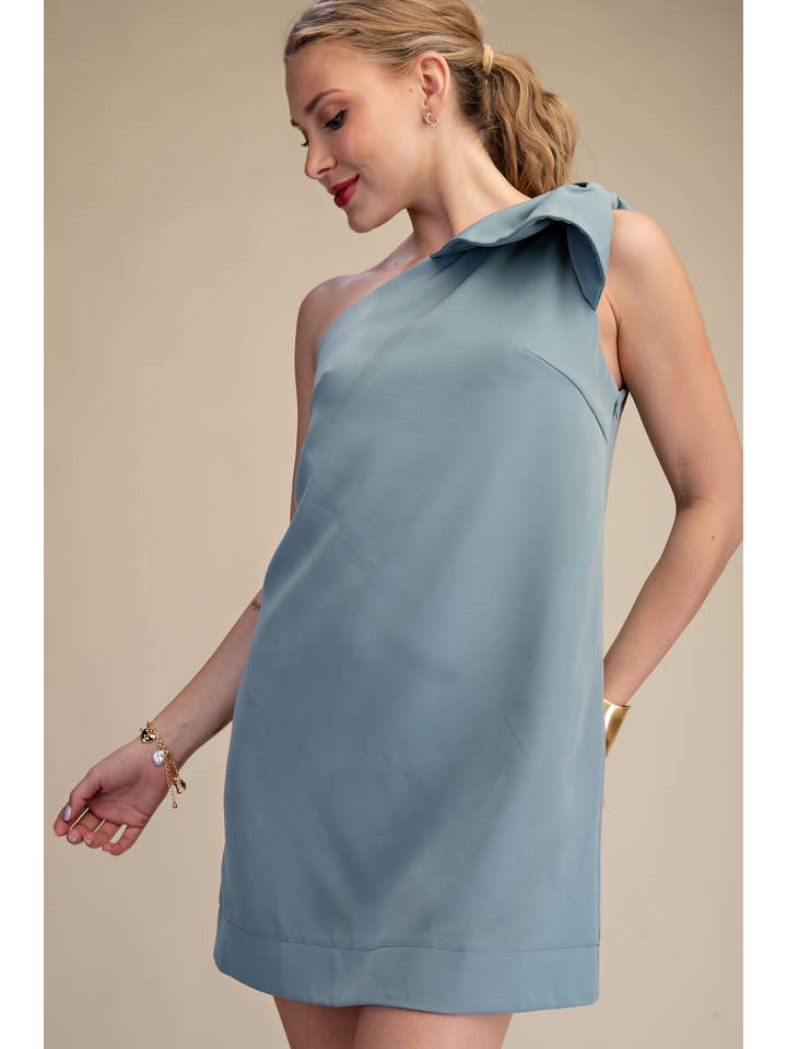 Glam - Wholesale Dress - Women's - Bow One Shoulder Mini Dress24