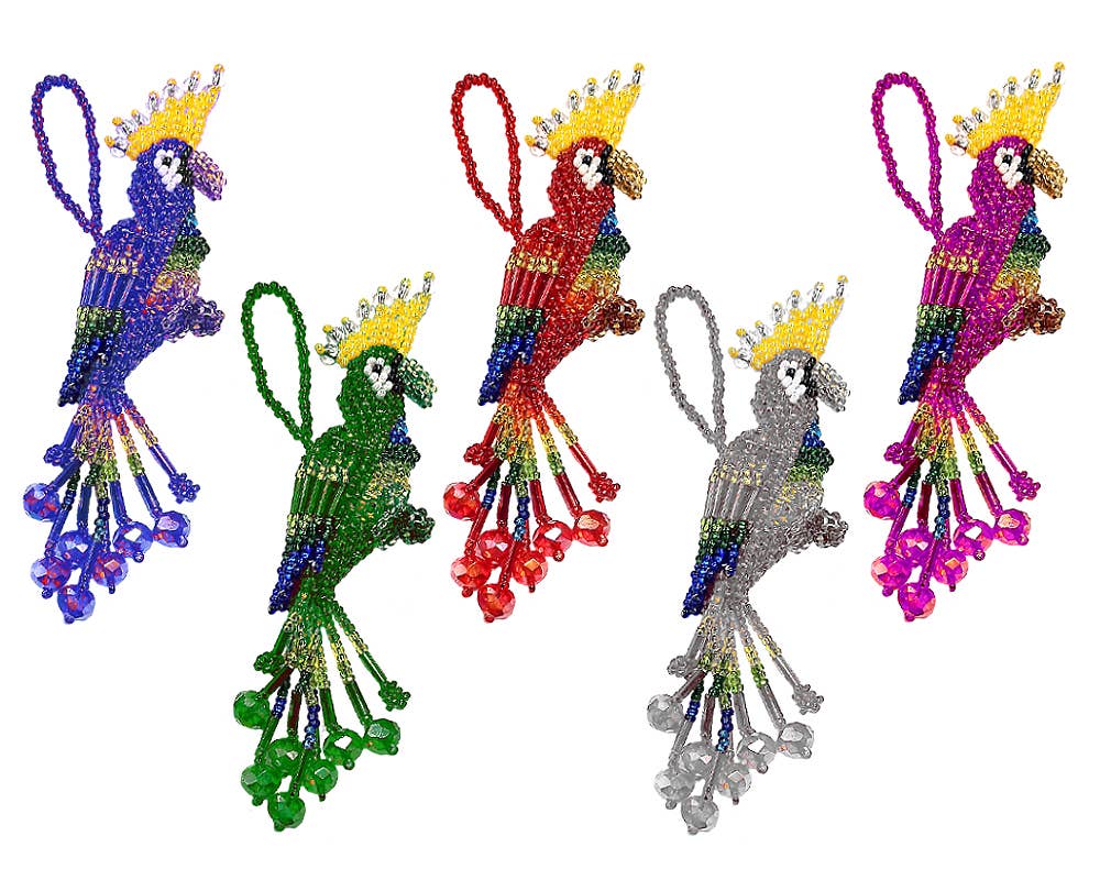 Pichincha - Wholesale Ornament - Beaded Cockatoo Figurine Seed Bead Fringe Dangle Ornament0