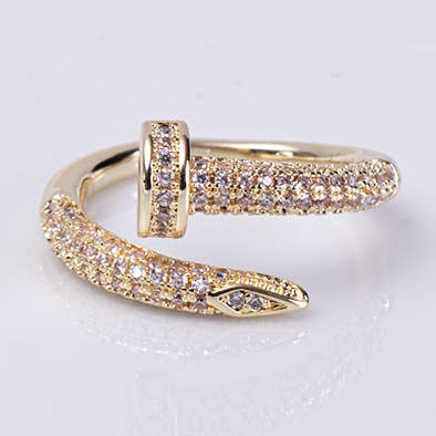 Gold & Crystal Pave Nail Ring for wholesale by My Best Kept Jewelry