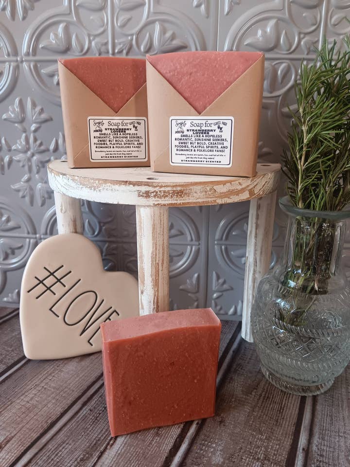 Strawberry Scented Goats Milk Bar Soap for wholesale by Simply Peachy