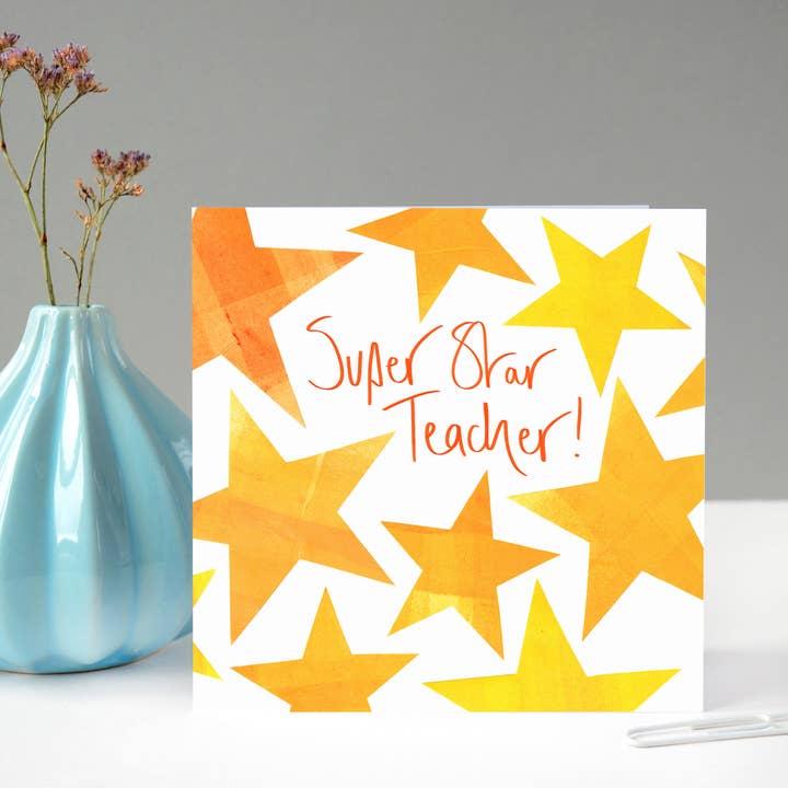 Super Star Teacher Card for wholesale by Fiona Clabon Illustration