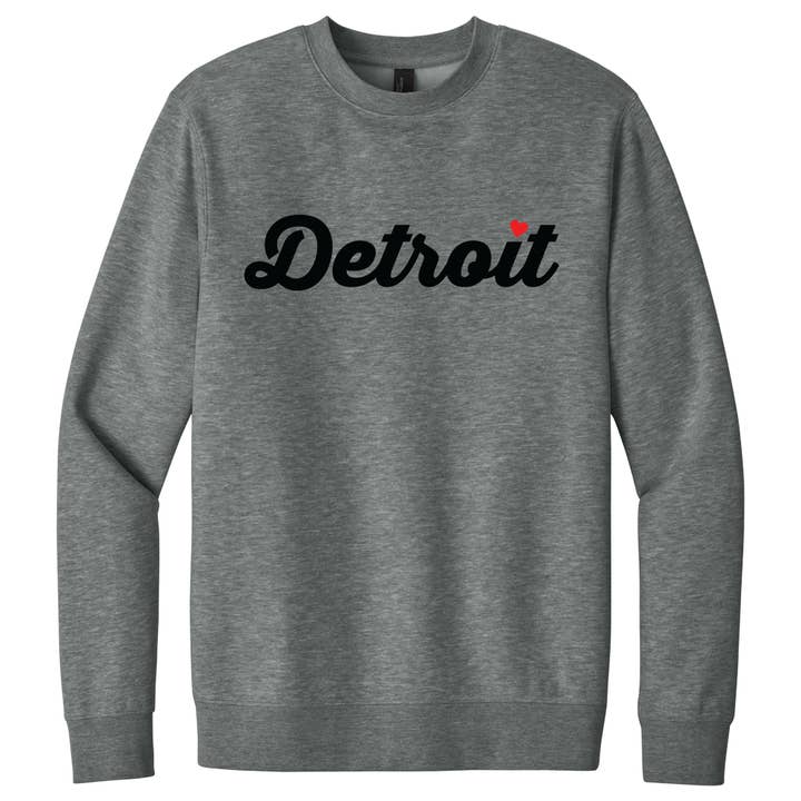 Detroit Thirsty Script Heart Triblend Crew Sweatshirt for wholesale by Detroit Shirt Co.