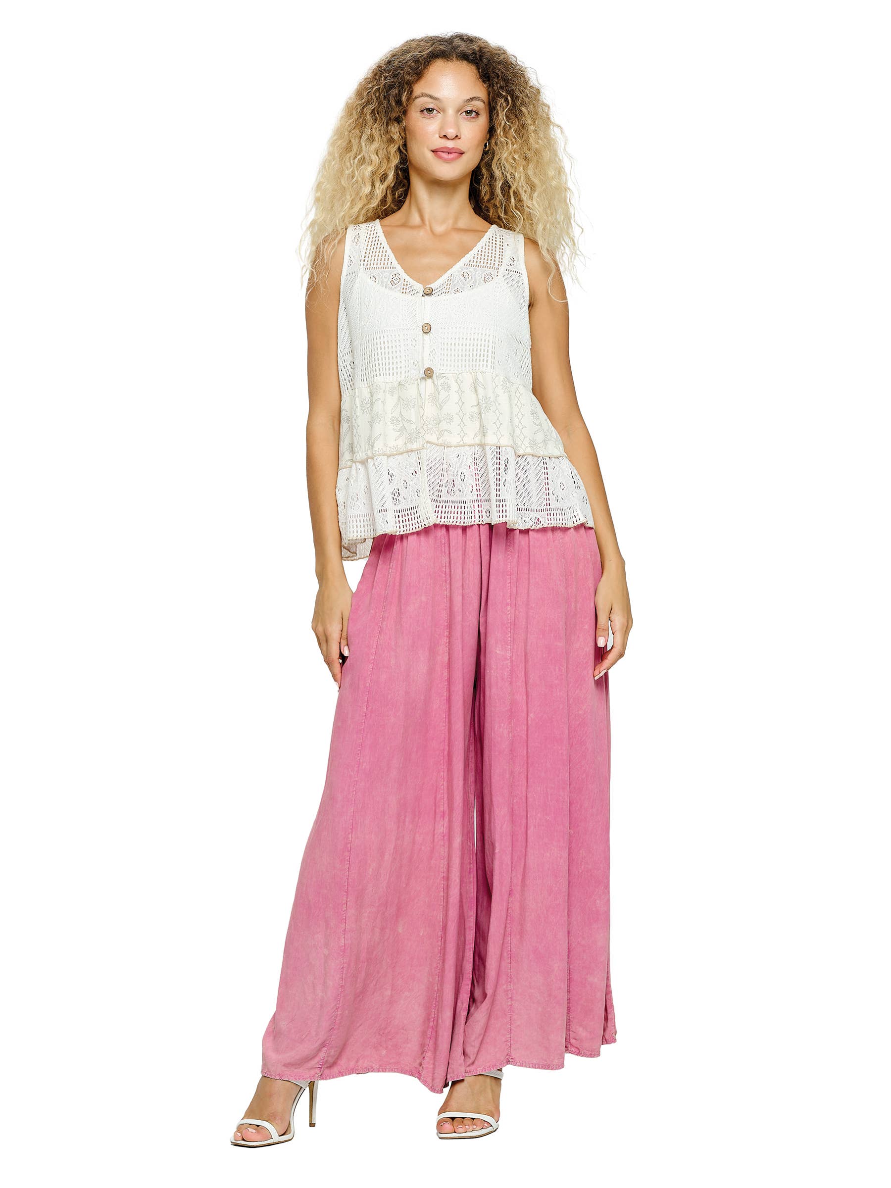 Yak & Yeti - Wholesale Broek - Dames - Broek Palazzo Vintage Wash