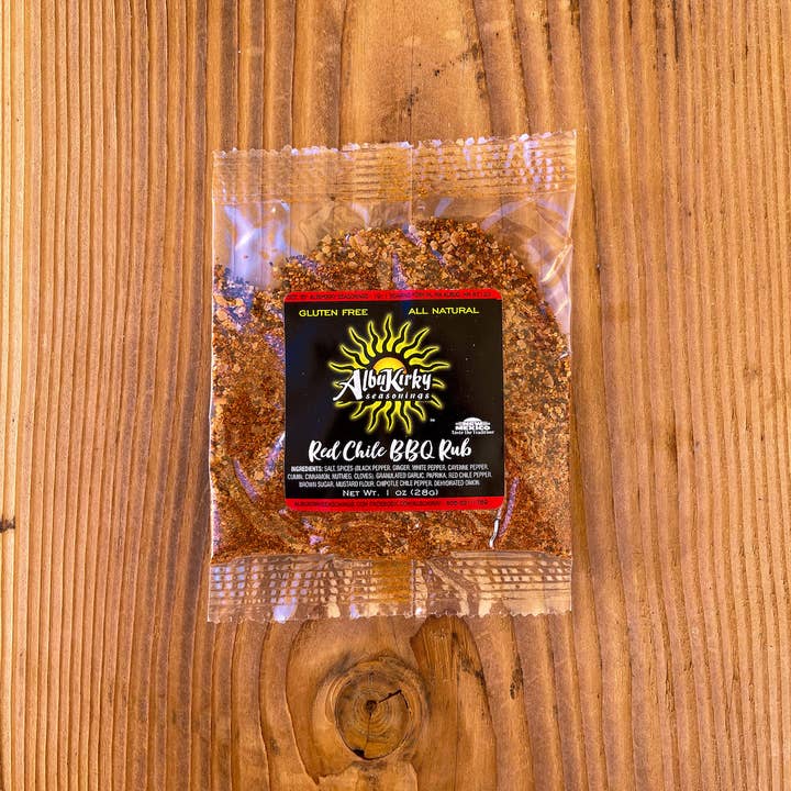 Red Chile BBQ Rub 1oz pouch packet for wholesale by AlbuKirky Seasonings