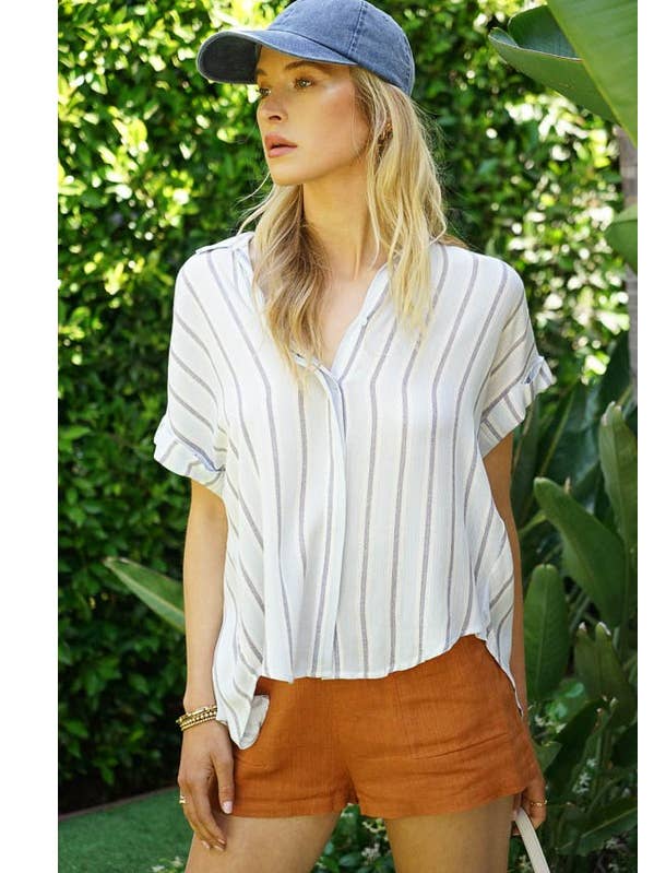 OVERSIZED STRIPED BUTTON DOWN SHIRT for wholesale by Lemon Tree